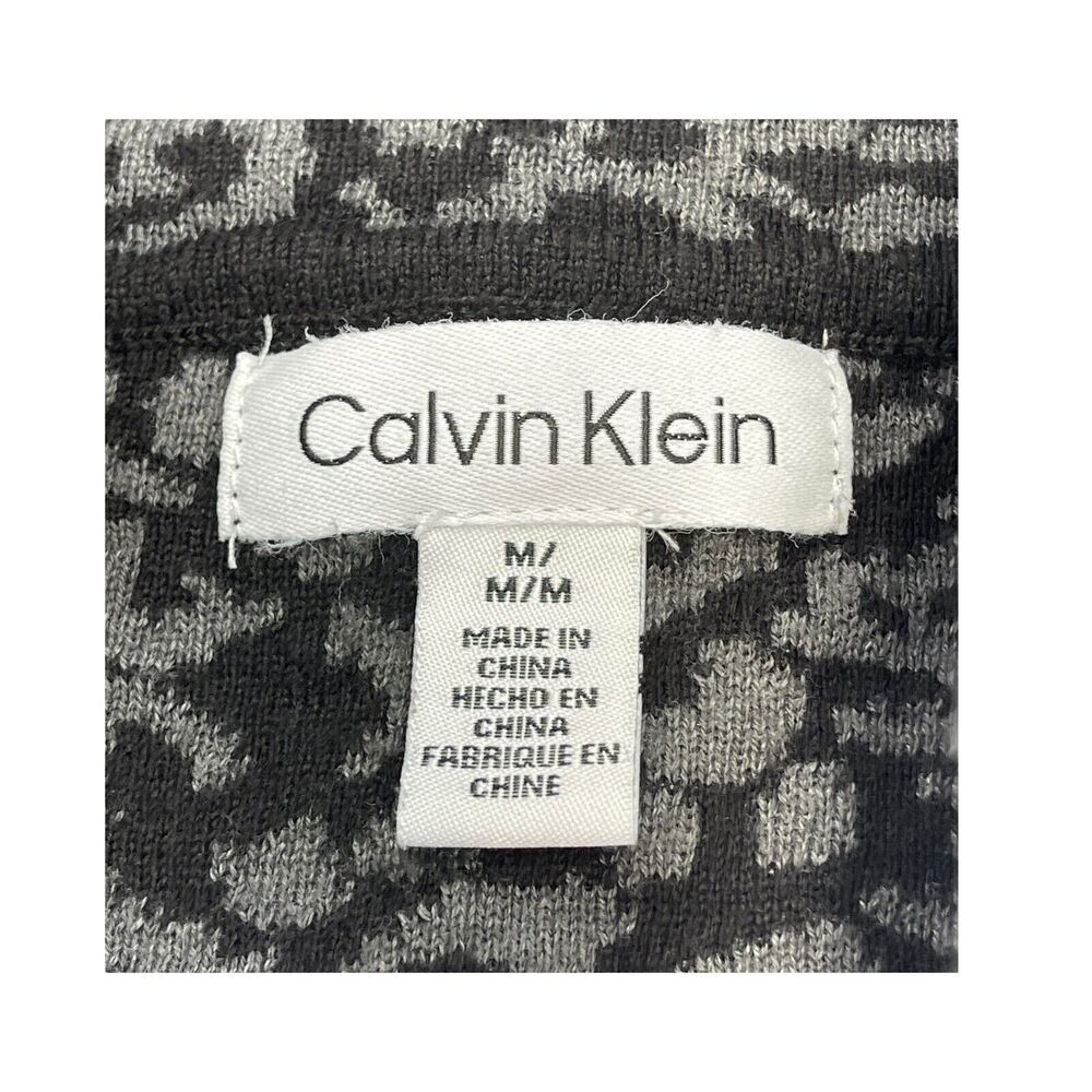 Calvin Klein Sweater Women's Medium Gray Leopard Print Cowl Neck Long Sleeve - Picture 2 of 7